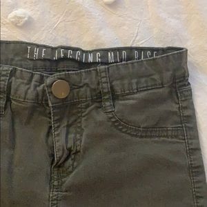 Military Green Mid Rise Jeggings